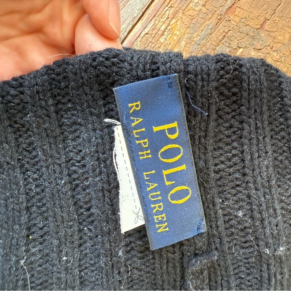 Polo Ralph Lauren Unisex Black Ribbed Knit Beanie Hat Classic | OS - Picture 3 of 3